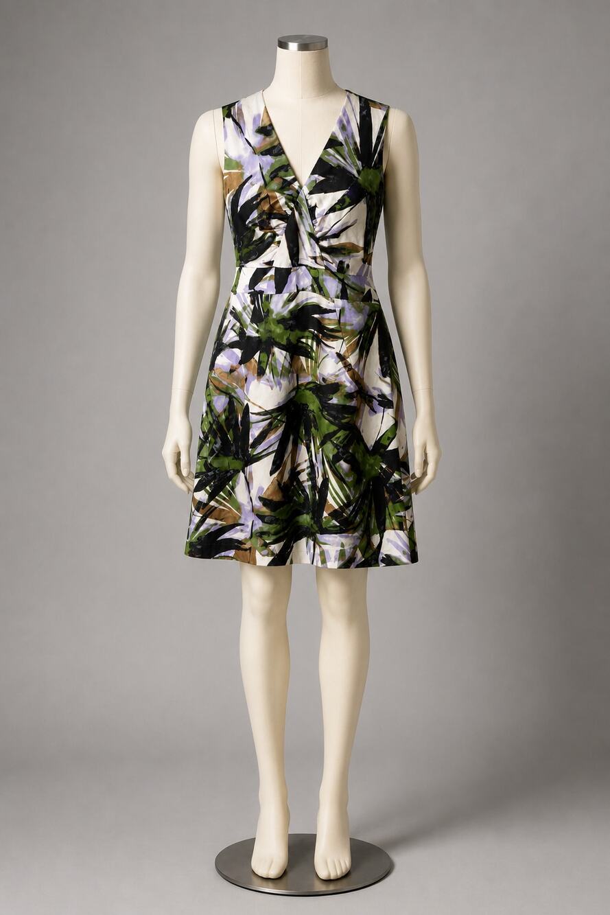 Banana Republic Linen Blend Sleeveless       A-Line Floral Midi Dress - Size 0